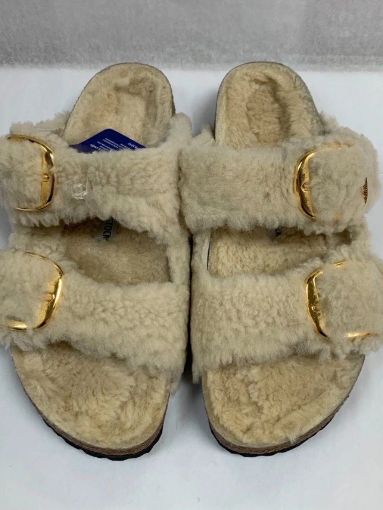 Birkenstock Arizona Big Buckle Shearling Teddy Eggshell Narrow Width Sandals